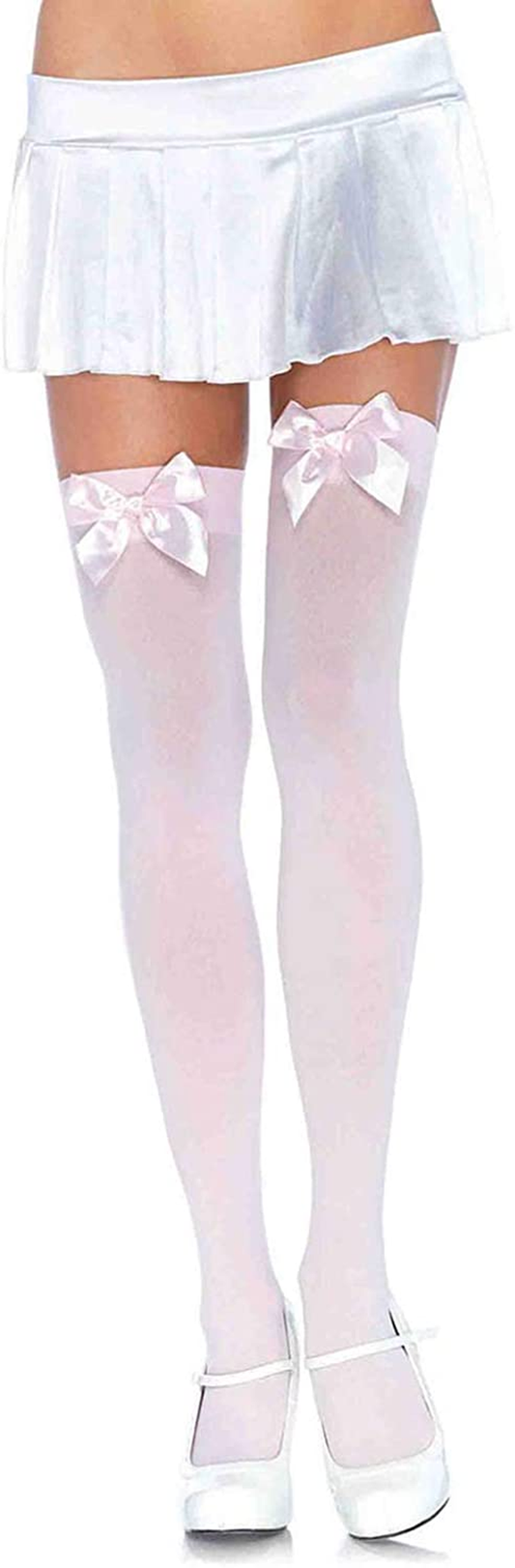 Leg Avenue Women'S Satin Bow Accent Thigh Highs Apparel & Accessories > Clothing > Underwear & Socks > Shapewear Leg Avenue Lt. Pink One Size 