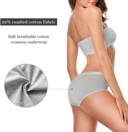 OLIKEME Womens Underwear Mid Waist Full Coverage Breathable Cotton Ladies Briefs Hipster Panties for Women Apparel & Accessories > Clothing > Underwear & Socks > Underwear OLIKEME   