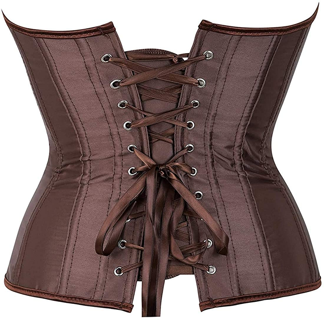 NIYIGEJI Satin Sexy Strong Boned Corset Lace up Overbust Waist Cincher Bustier Bodyshaper Top Apparel & Accessories > Clothing > Underwear & Socks > Lingerie NIYIGEJI   