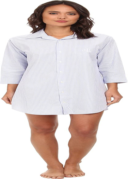 LAUREN RALPH LAUREN Women'S Essentials Striped His Shirt Apparel & Accessories > Clothing > Sleepwear & Loungewear > Nightgowns Kylie Max   