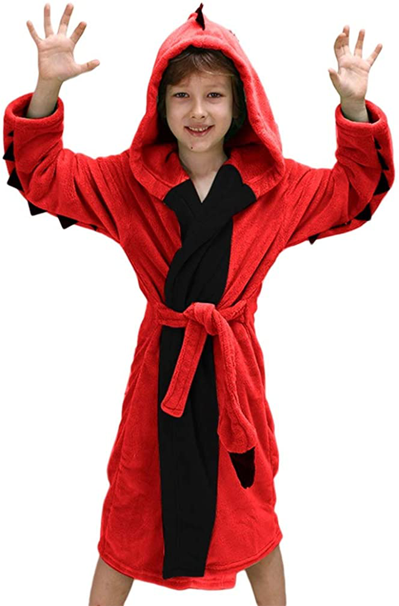 Kids Robes Boys Dinosaur Flannel Hooded Bathrobe Soft Animal Sleepwear Robe Costume Apparel & Accessories > Clothing > Sleepwear & Loungewear > Robes Kylie Max   