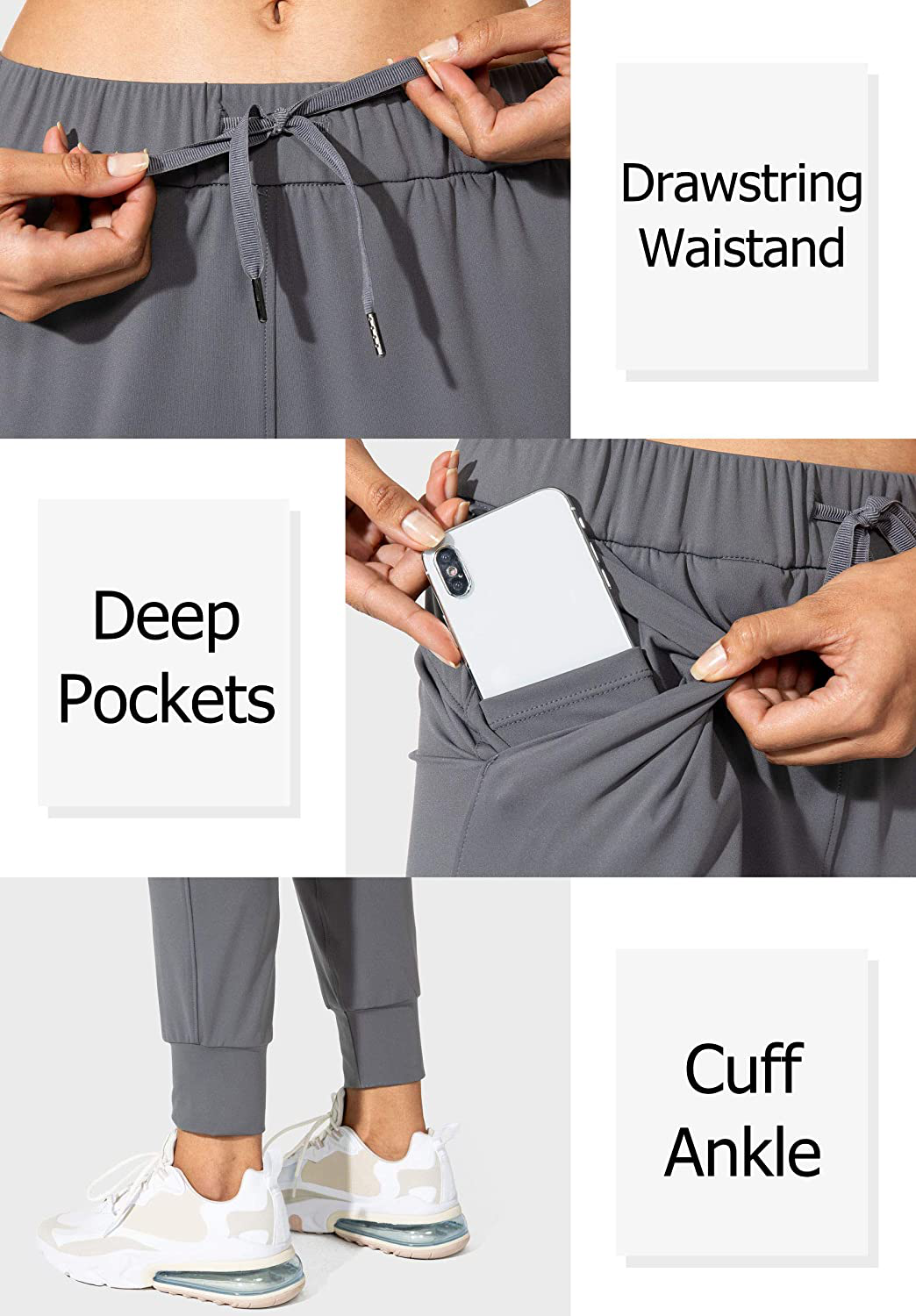 SANTINY Women'S Joggers Pants with Pockets Drawstring Running Sweatpants for Women Lounge Workout Jogging Apparel & Accessories > Clothing > Activewear Kylie Max   