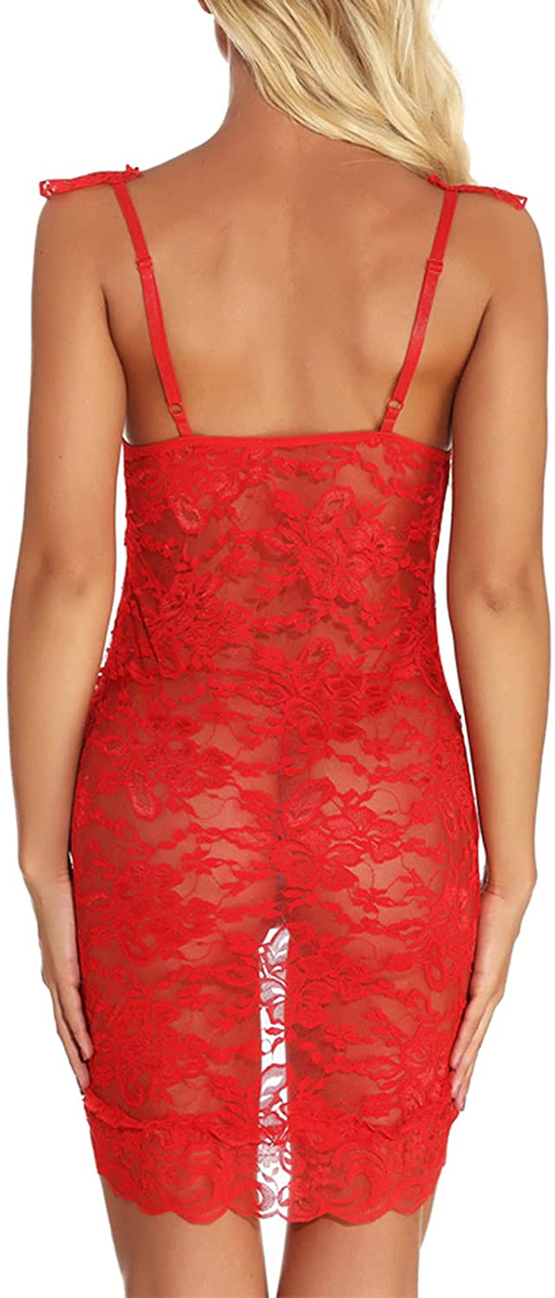 Babydoll Lingerie for Women Pajamas Lace Front Bow Closure Lingerie V Neck Nightwear Sexy Chemise Nightie Apparel & Accessories > Clothing > Underwear & Socks > Lingerie Kylie Max   
