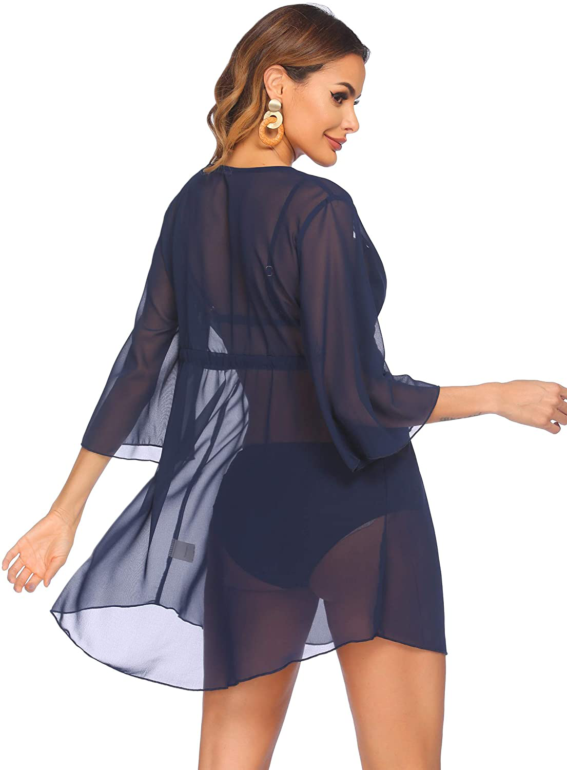 Ekouaer Cover up Women Bathing Suit Coverups Short Swim Cardigan Chiffon Pool Kimino Sheer Bikini Beachdress Apparel & Accessories > Clothing > Swimwear Kylie Max   