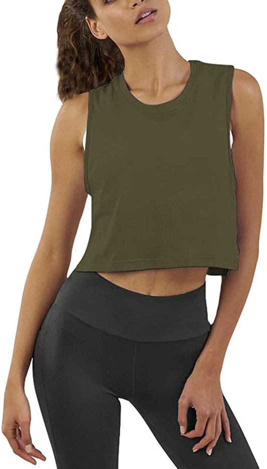 Mippo Crop Top Workout Shirts for Women Cute Sheer Mesh Back Athletic Tanks Muscle Tee Apparel & Accessories > Clothing > Activewear Kylie Max   