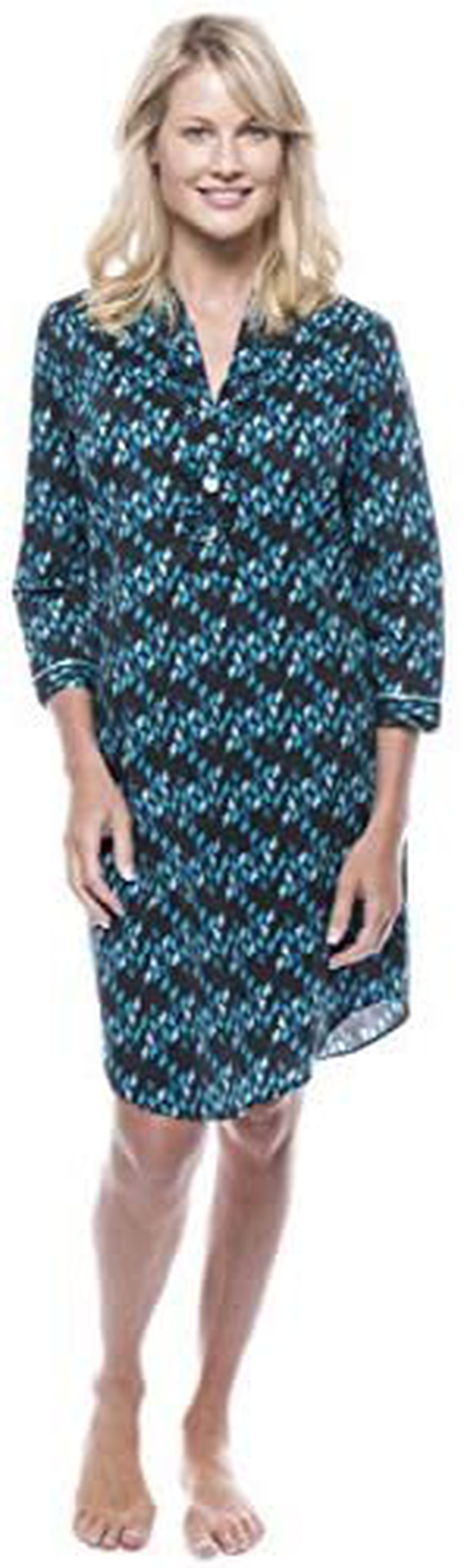 Noble Mount Women'S 100% Cotton Poplin Long Sleeve Tunic Sleep Shirt Apparel & Accessories > Clothing > Sleepwear & Loungewear > Nightgowns Kylie Max   