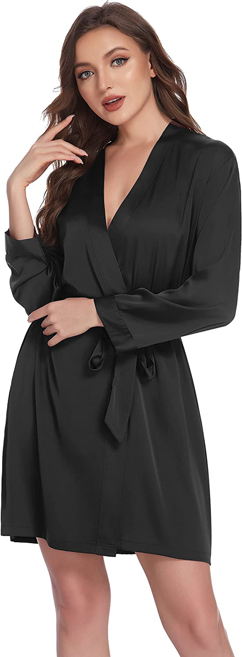 Ekouaer Women'S 3 Pcs Sleepwear Satin Robe and Lingerie Set Floral Lace Trim Pajama Set Sexy Lingerie with Robes Apparel & Accessories > Clothing > Sleepwear & Loungewear Kylie Max   