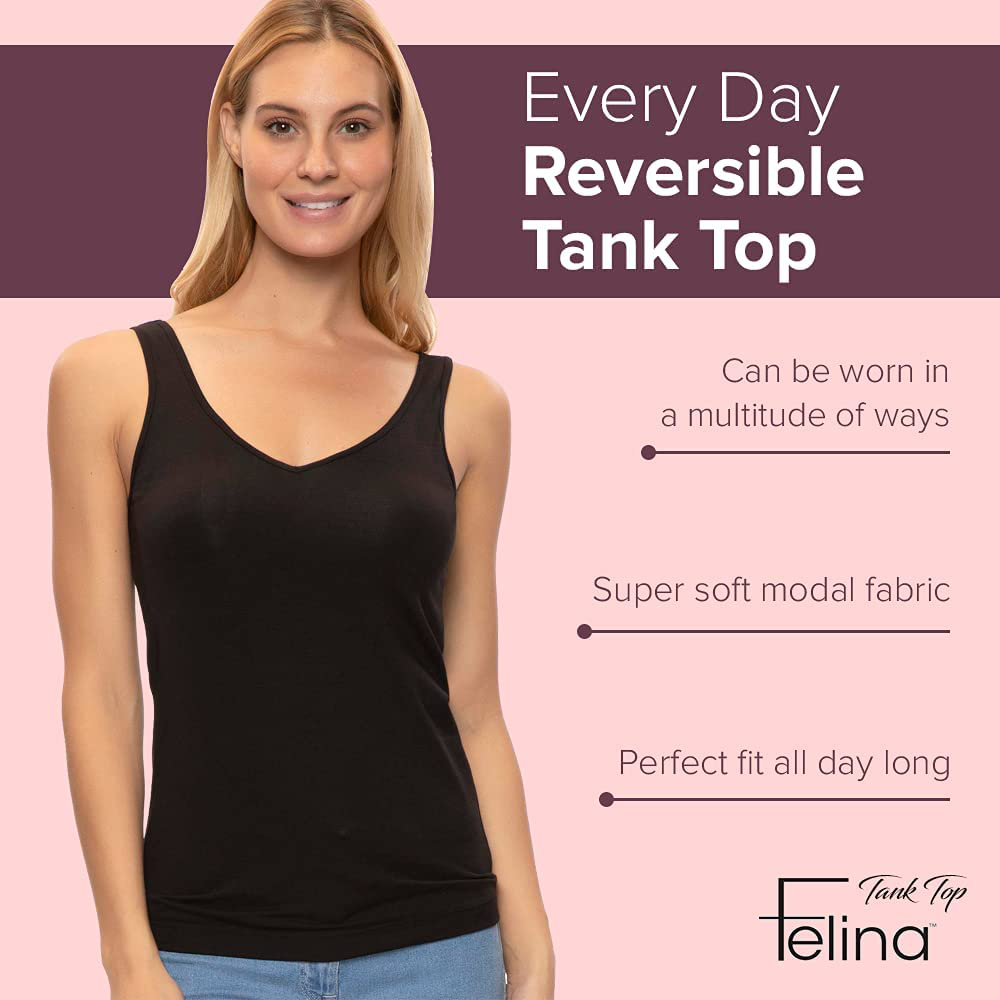 Felina Reversible Cotton Women’S Tank Top | 4-Pack Apparel & Accessories > Clothing > Activewear Kylie Max   
