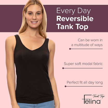 Felina Reversible Cotton Women’S Tank Top | 4-Pack Apparel & Accessories > Clothing > Activewear Kylie Max   