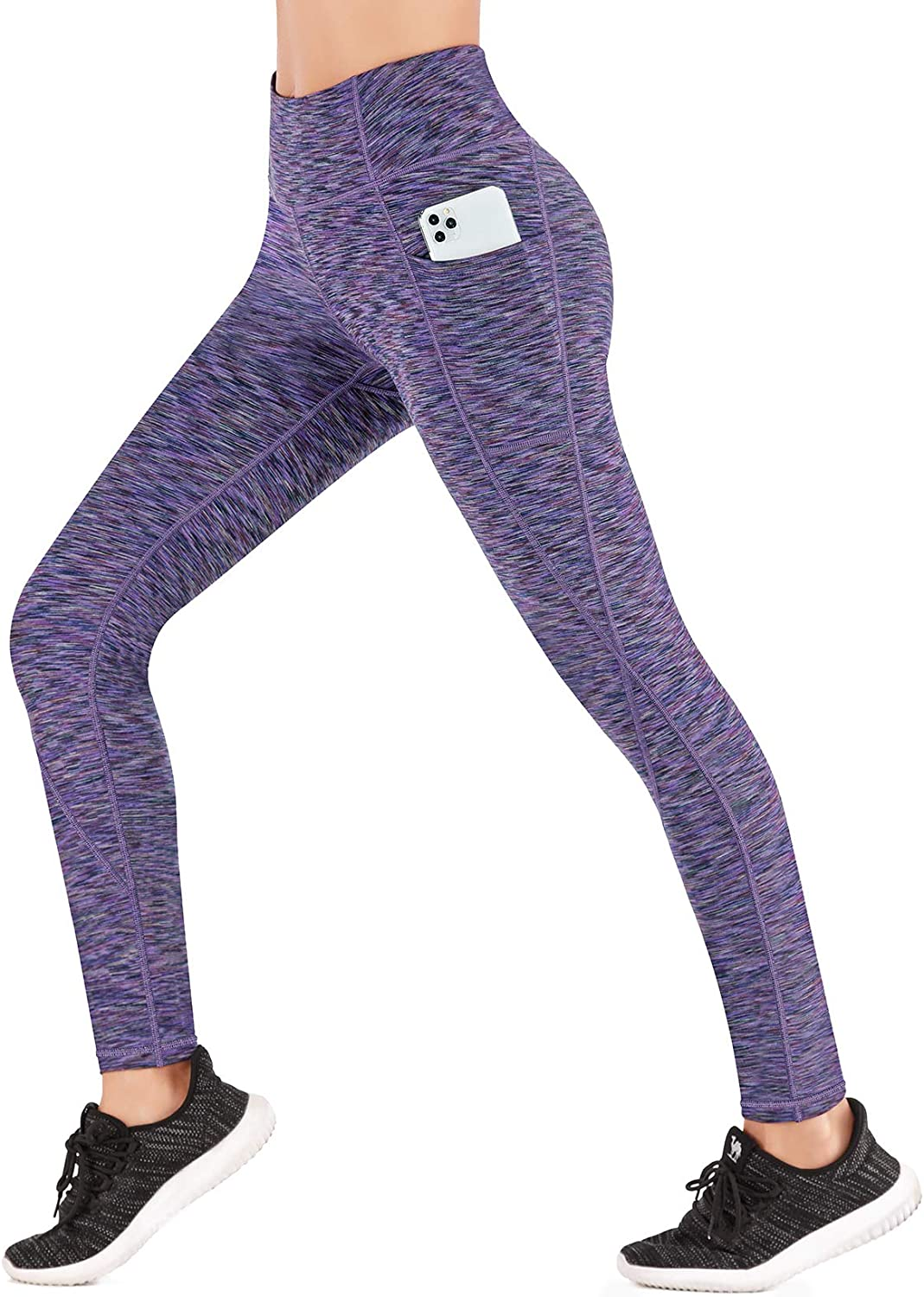 Heathyoga Yoga Pants for Women with Pockets High Waisted Leggings with Pockets for Women Workout Leggings for Women Apparel & Accessories > Clothing > Underwear & Socks > Shapewear Heathyoga Space Dye Purple X-Large 