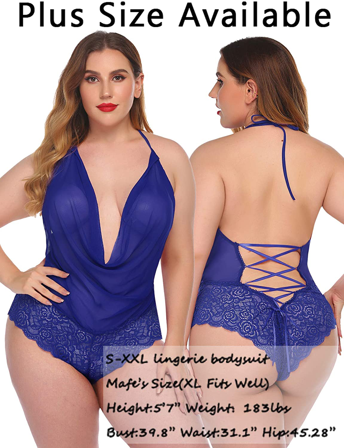 Avidlove Women Sexy Lingerie Teddy One Piece Lace Halter Babydoll Bodysuit Apparel & Accessories > Clothing > Underwear & Socks > Lingerie Kylie Max   