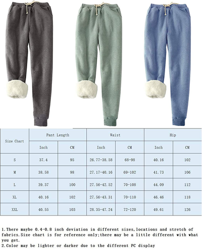 Hesayep Women'S Warm Sherpa Lined Sweatpants Drawstring Athletic Jogger Fleece Pants with Pockets Apparel & Accessories > Clothing > Activewear Kylie Max   