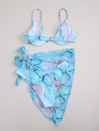 SOLY HUX Women'S 3 Piece Tie Dye Bikini Set Swimsuit with Sarongs Cover Ups Beach Skirt Bathing Suit Apparel & Accessories > Clothing > Swimwear Kylie Max   