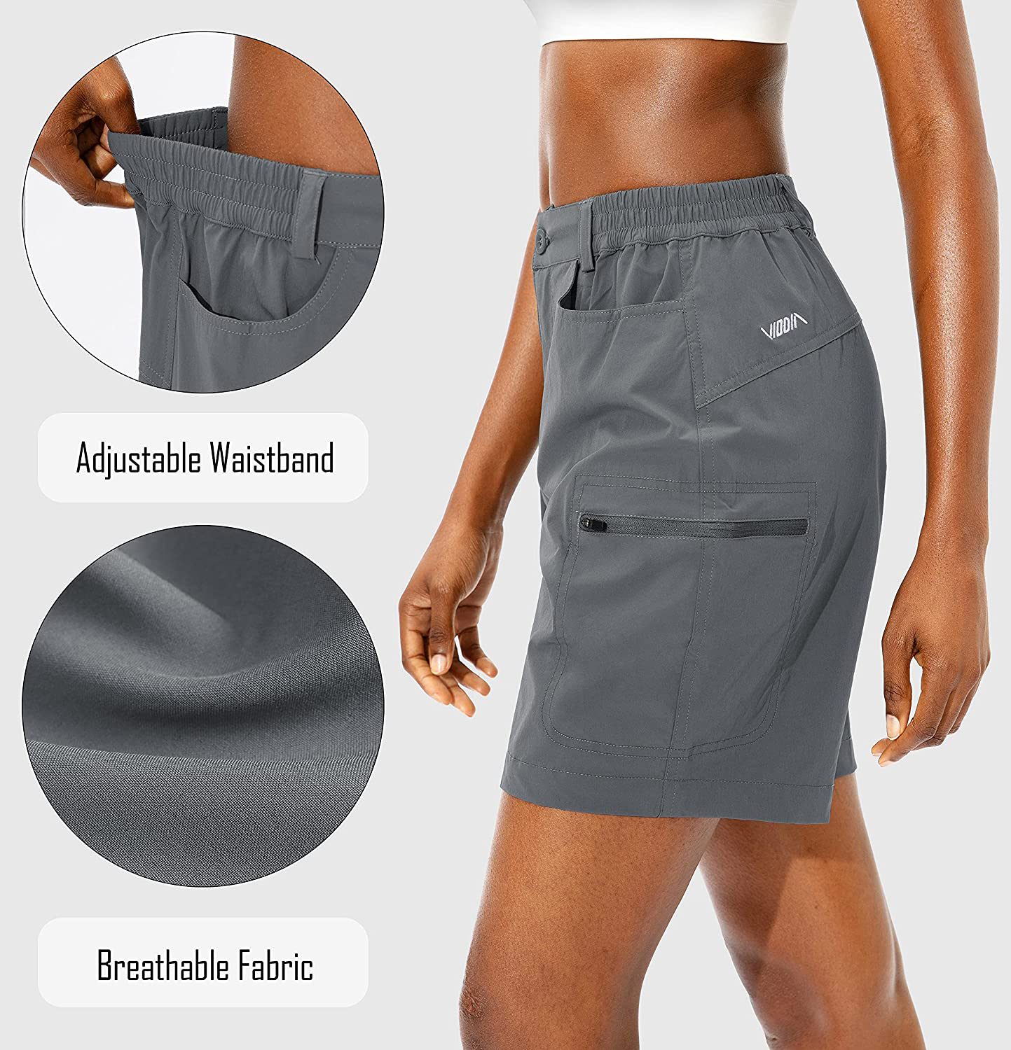 Viodia Women'S Hiking Cargo Shorts Quick Dry Stretch Lightweight Camping Shorts for Women with Zipper Pockets Apparel & Accessories > Clothing > Shorts Kylie Max   