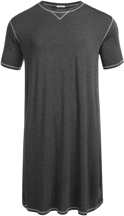 Ekouaer Mens Nightshirt Short Sleeve Nightwear Comfy Loose Night Shirts Henley Sleep Shirt Soft Sleepwear M-XXXL Apparel & Accessories > Clothing > Sleepwear & Loungewear > Nightgowns Kylie Max   