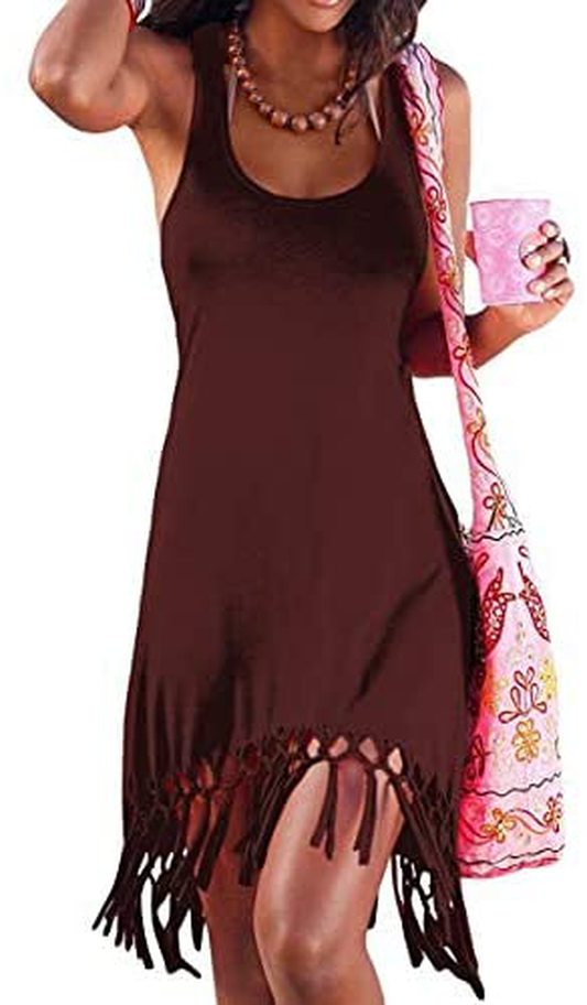 Pinziko Women'S Summer Beach Dress Bikini Cover up Casual Vacation Short Dresses Apparel & Accessories > Clothing > Swimwear Kylie Max   