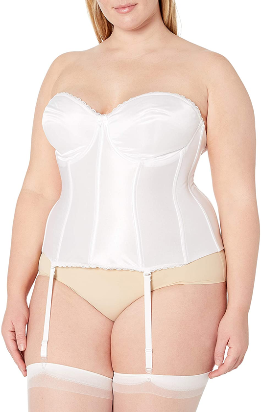 Va Bien Women'S plus Size Smooth Satin Hourglass Bustier Apparel & Accessories > Clothing > Underwear & Socks > Lingerie Va Bien White 38DDD 
