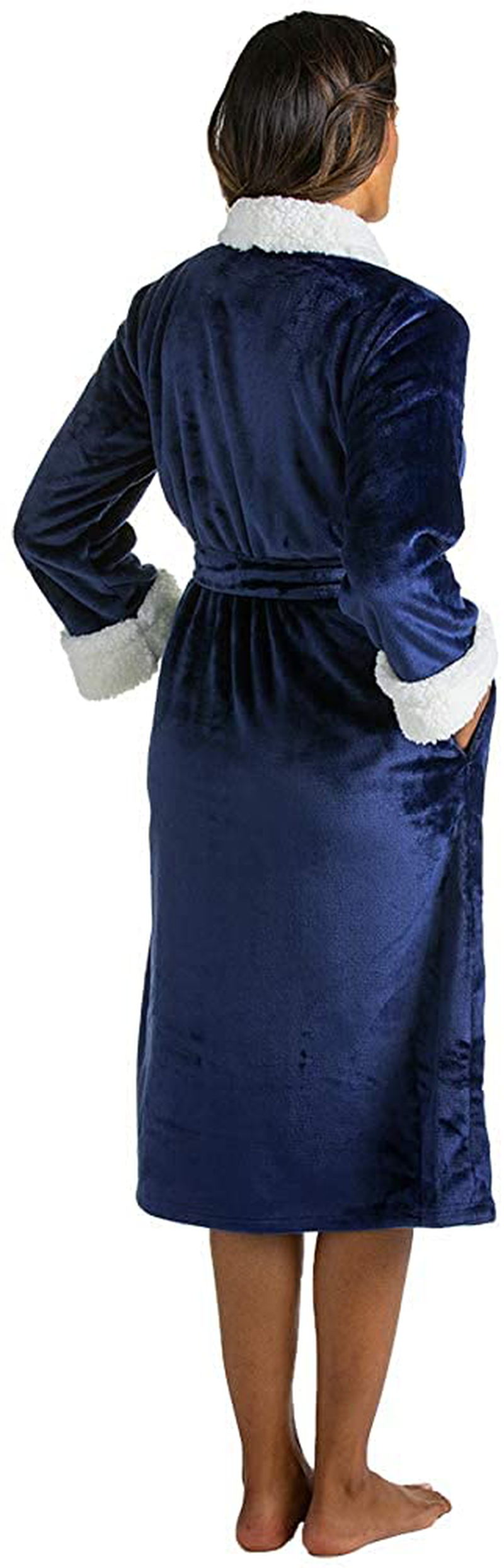 Softies Women'S Plush Sherpa Robe with Contrast Trim Apparel & Accessories > Clothing > Sleepwear & Loungewear > Robes Kylie Max   