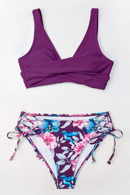 CUPSHE Women's Bikini Swimsuit Front Cross Lace Up Two Piece Bathing Suit Apparel & Accessories > Clothing > Swimwear CUPSHE   
