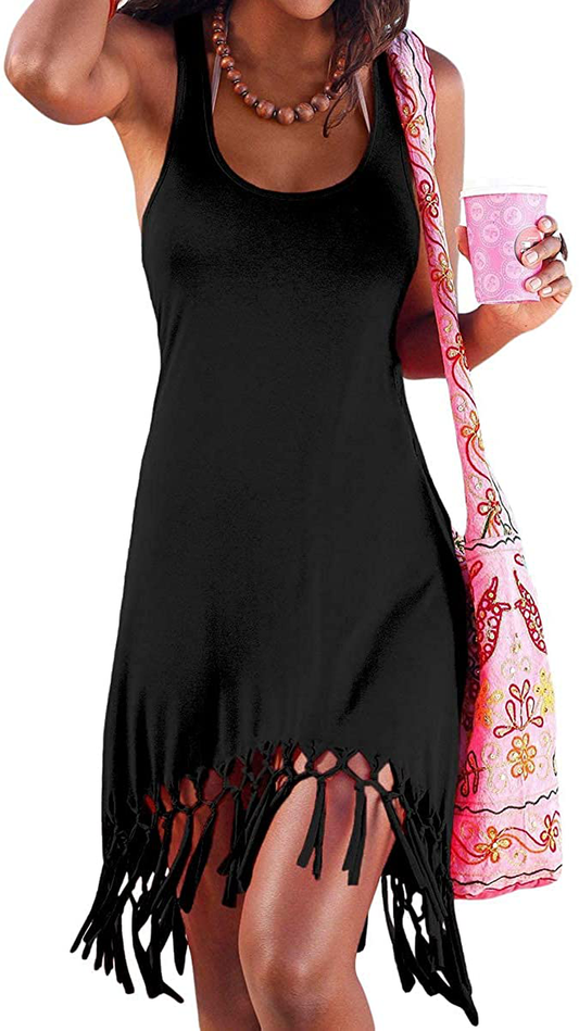 Pinziko Women'S Summer Beach Dress Bikini Cover up Casual Vacation Short Dresses Apparel & Accessories > Clothing > Swimwear Kylie Max   