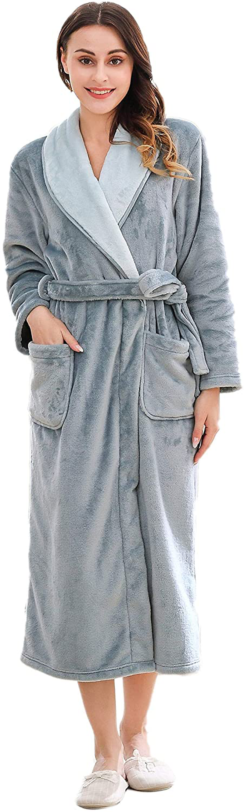 Richie House Women'S Plush Soft Warm Fleece Bathrobe Robe RH1591 Apparel & Accessories > Clothing > Sleepwear & Loungewear > Robes Richie House Grey(rhw2884) X-Large 