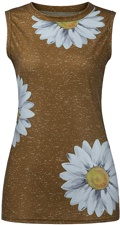 FABIURT Womens Tank Tops, Women Cute Sunflower Printed Vest Tshirt Sleeveless Workout Tunic Loose Casual Summer Tank Top Apparel & Accessories > Clothing > Activewear Kylie Max   