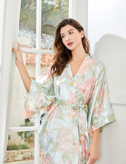 BABEYOND Long Print Kimono Robe Blouse Kimono Cover up Loose Cardigan Top Outwear Apparel & Accessories > Clothing > Sleepwear & Loungewear > Robes KYLIE MAX   