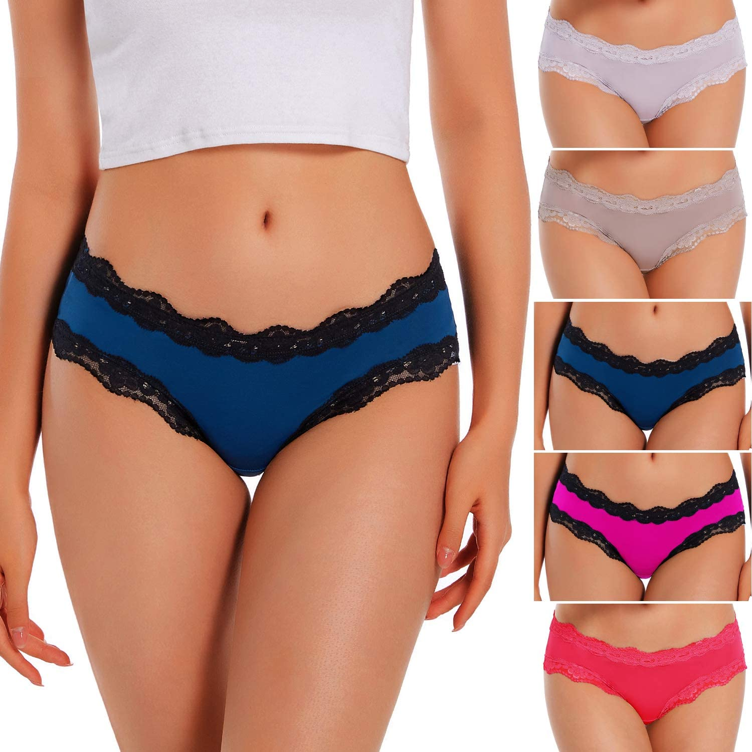 VEENXTHA Womens Underwear Hipster Panties 5 Pack Smooth Stretch Microfiber Briefs Apparel & Accessories > Clothing > Underwear & Socks > Underwear VEENXTHA Assorted of Color B Medium 