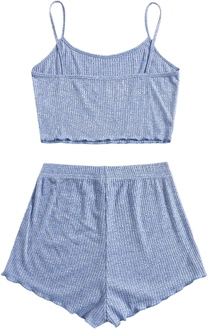 Sweatyrocks Women'S Suit Two Piece Outfits Sleeveless Crop Cami Top and Shorts Set Apparel & Accessories > Clothing > Sleepwear & Loungewear Kylie Max   