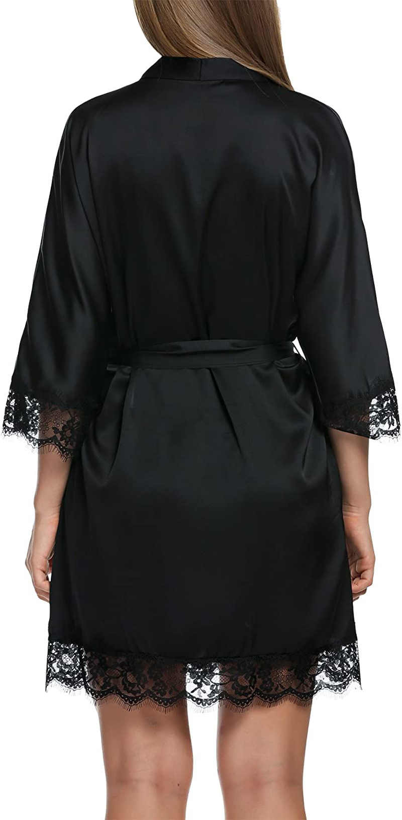 Hotouch Satin Rrobes for Women Silk Bathrobe Short Kimono Robes with Oblique V-Neck Bridesmaid Wedding Party Dressing Gown Apparel & Accessories > Clothing > Sleepwear & Loungewear > Robes Hotouch   