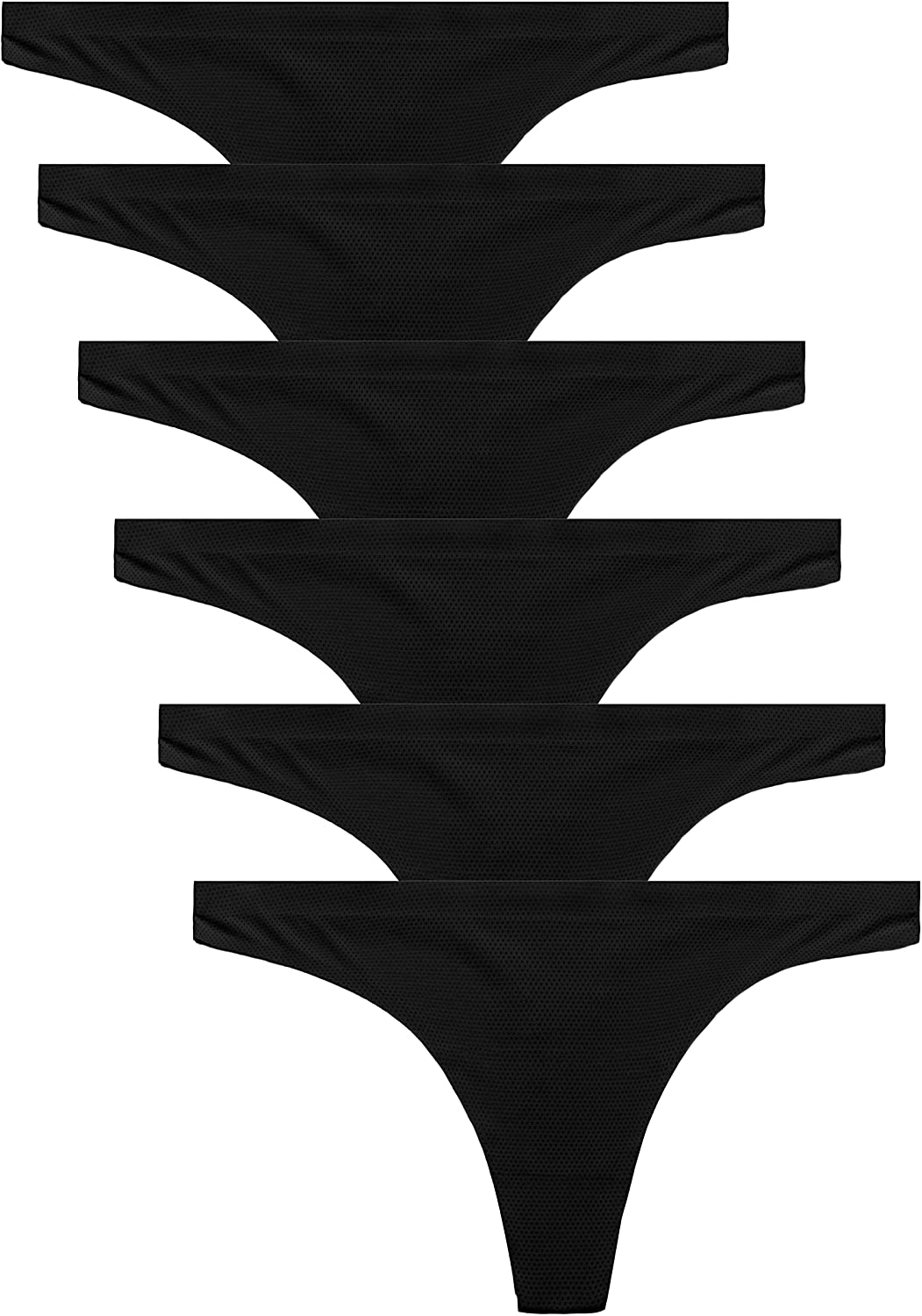 CRISAN Seamless Thongs for Women Nylon No Show Thong Underwear Women 6 Pack Apparel & Accessories > Clothing > Underwear & Socks > Underwear CRISAN A-6 Pack Black X-Small 