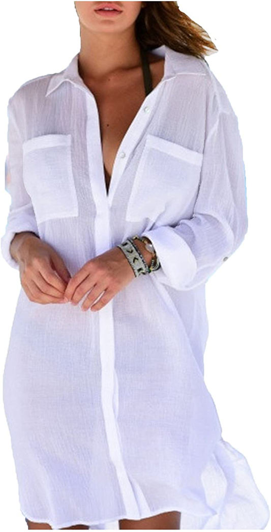 Wander Agio Beach Swimsuit for Women Sleeve Coverups Bikini Cover Up Apparel & Accessories > Clothing > Swimwear Kylie Max   