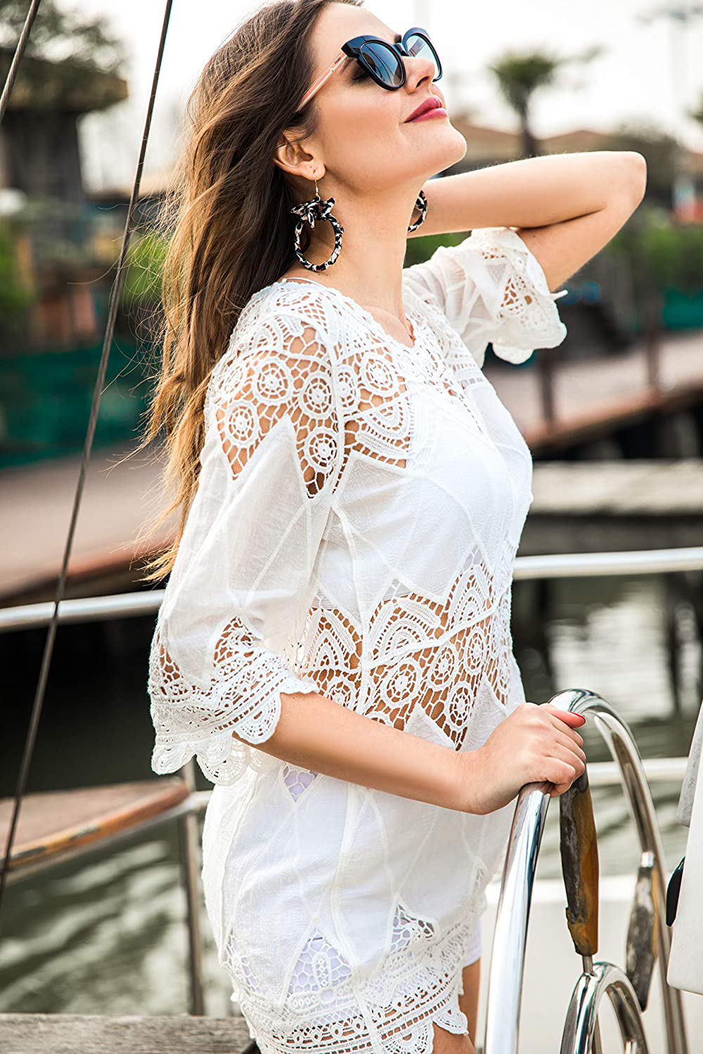 Jeasona Women'S Bathing Suit Cover up Lace Crochet Pool Swim Beach Dress Apparel & Accessories > Clothing > Swimwear Kylie Max   