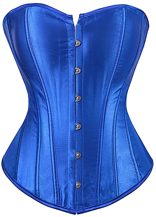 NIYIGEJI Satin Sexy Strong Boned Corset Lace up Overbust Waist Cincher Bustier Bodyshaper Top Apparel & Accessories > Clothing > Underwear & Socks > Lingerie NIYIGEJI Blue 6X-Large 
