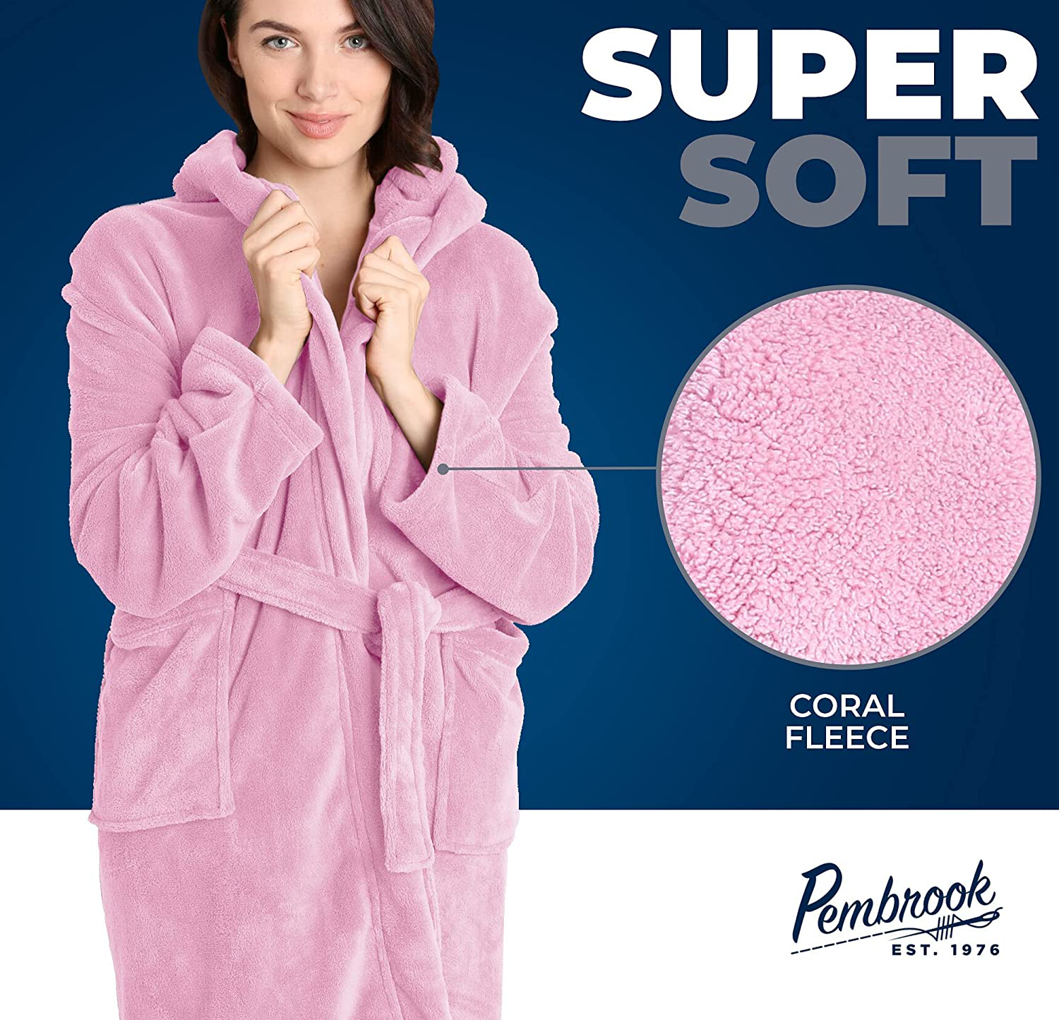Pembrook Hooded Robes for Women with Pockets - Plush Fleece Bathrobe for Women | Robe with Hood for Women Apparel & Accessories > Clothing > Sleepwear & Loungewear > Robes Kylie Max   