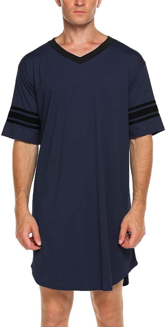 Ekouaer Men'S Nightshirt, Cotton Nightwear Comfy Big&Tall V Neck Short Sleeve Soft Loose Pajama Sleep Shirt Apparel & Accessories > Clothing > Sleepwear & Loungewear > Nightgowns Kylie Max   