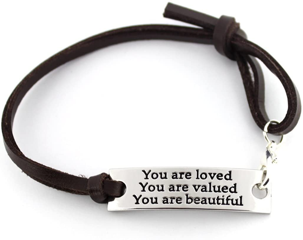 Inspirational Gifts for Women Saying Stamped You are Loved You are Valued You are Beautiful Leather Inspirational Bracelet Arts & Entertainment > Party & Celebration > Gift Giving YOYONY   