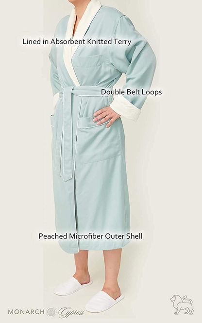Terry Lined Microfiber Hotel Robe - Luxury Spa Bathrobe by Monarch/Cypress Apparel & Accessories > Clothing > Sleepwear & Loungewear > Robes Kylie Max   