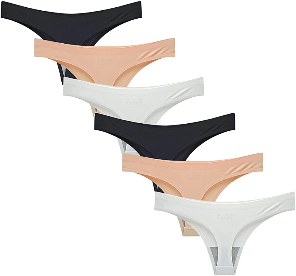 Closecret Lingerie Women 6 Pack Seamless Thongs Underwear Ice Silk Comfy G-string Panties Apparel & Accessories > Clothing > Underwear & Socks > Underwear Closecret Multicolor Small 