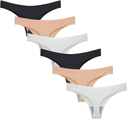 Closecret Lingerie Women 6 Pack Seamless Thongs Underwear Ice Silk Comfy G-string Panties Apparel & Accessories > Clothing > Underwear & Socks > Underwear Closecret Multicolor Small 