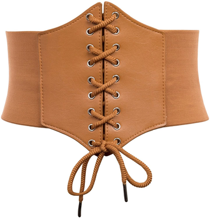 GRACE KARIN Lace-Up Cinch Belt Tied Corset Elastic Waist Belt Apparel & Accessories > Clothing Accessories > Belts GRACE KARIN Brown #2 3X-Large 