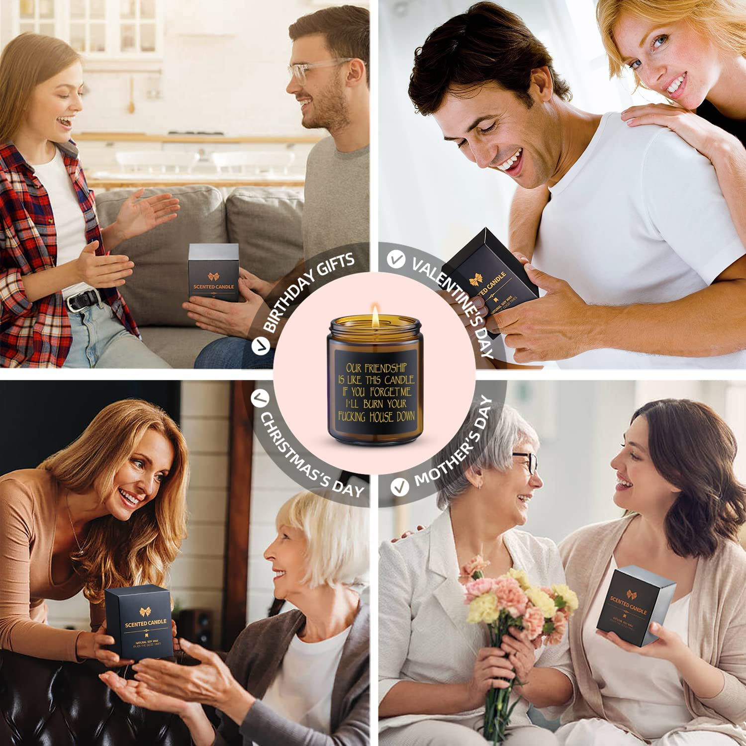 English Pear Freesia Scented Soy Candles - Funny Birthday Gifts for Women, Girlfriend, Wife - Best Friendship, Friends Gifts -Unique Birthday Gifts for Mom, Wife, Daughter, Coworker Arts & Entertainment > Party & Celebration > Gift Giving dovegift   