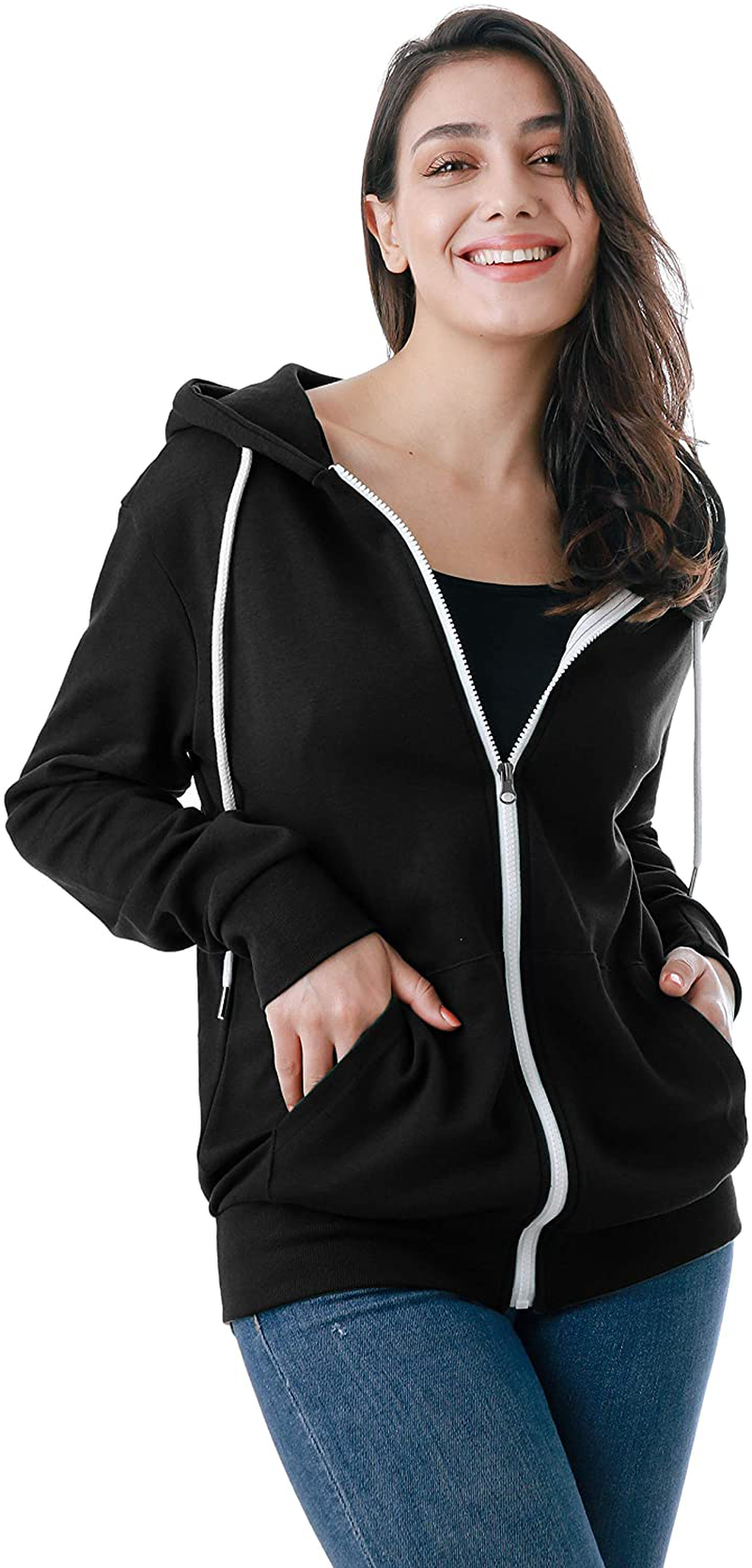GIVON Womens Comfortable Long Sleeve Lightweight Zip-Up Hoodie with Kanga Pocket(Xs~4Xl) Apparel & Accessories > Clothing > Activewear Kylie Max   