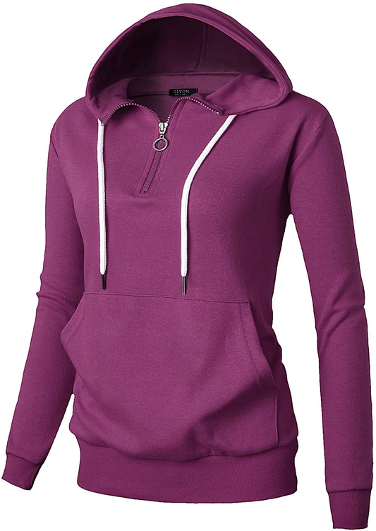 GIVON Womens Comfortable Long Sleeve Lightweight Zip-Up Hoodie with Kanga Pocket(Xs~4Xl) Apparel & Accessories > Clothing > Activewear Kylie Max   