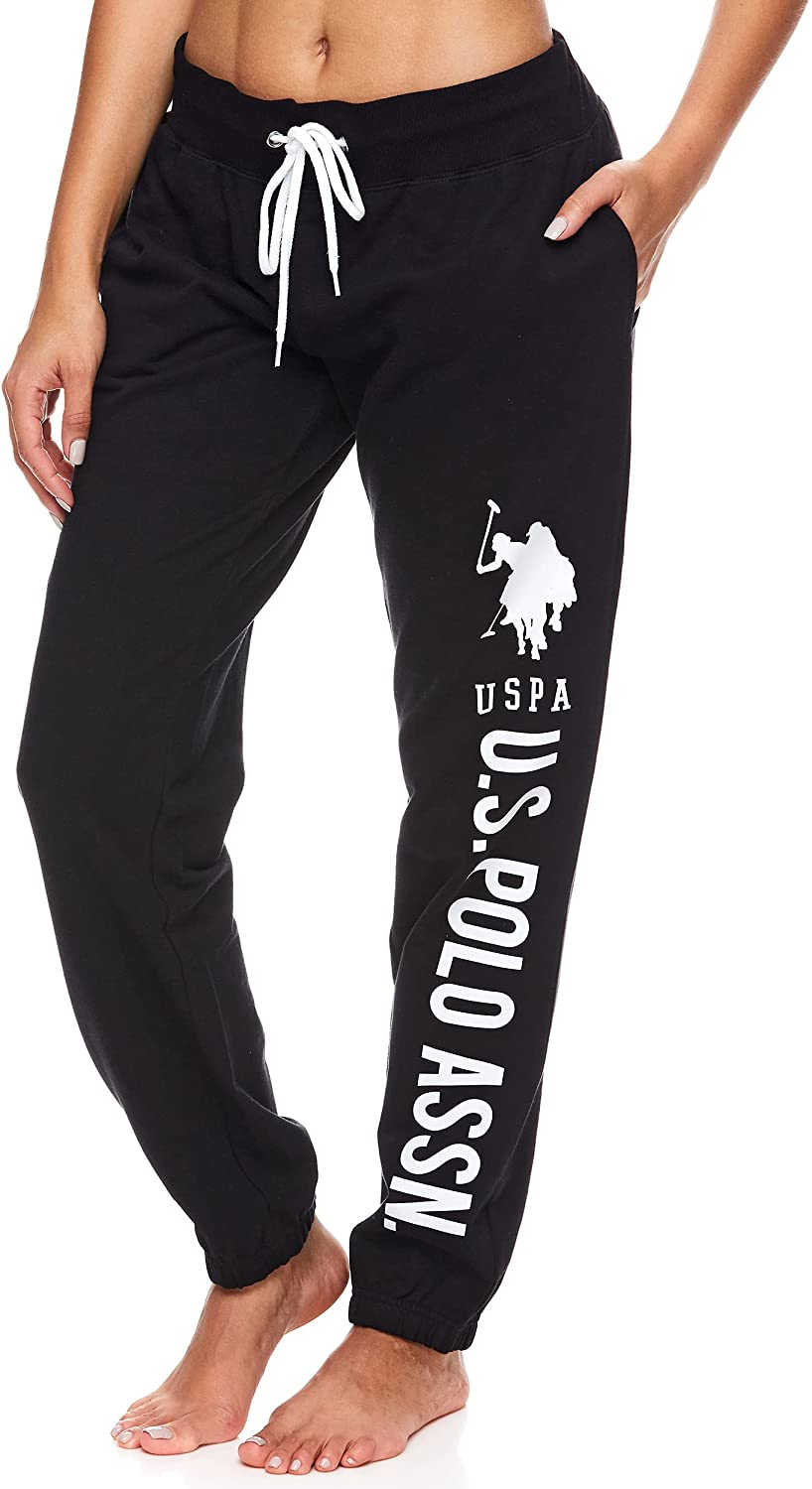 U.S. Polo Assn. Essentials Womens Sweatpants with Pockets - French Terry Jogger Sweats Apparel & Accessories > Clothing > Underwear & Socks > Underwear U.S. Polo Assn. Black Medium 