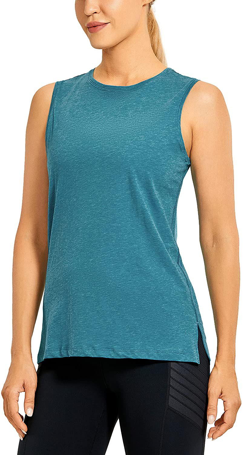 CRZ YOGA Women'S Pima Cotton Workout Tank Tops Loose Fit Yoga Sleeveless Shirts Muscle Tank Apparel & Accessories > Clothing > Activewear Kylie Max   