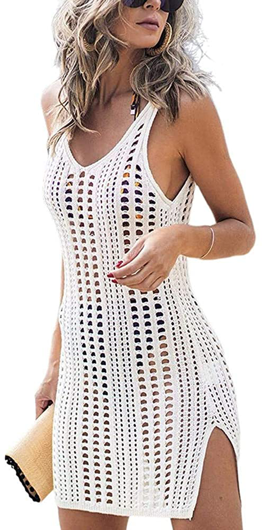 Sulozom Women Swimsuits Cover Ups Crochet Bathing Suit Tassel Bikini Coverup Beach Swimwear Apparel & Accessories > Clothing > Swimwear Kylie Max   