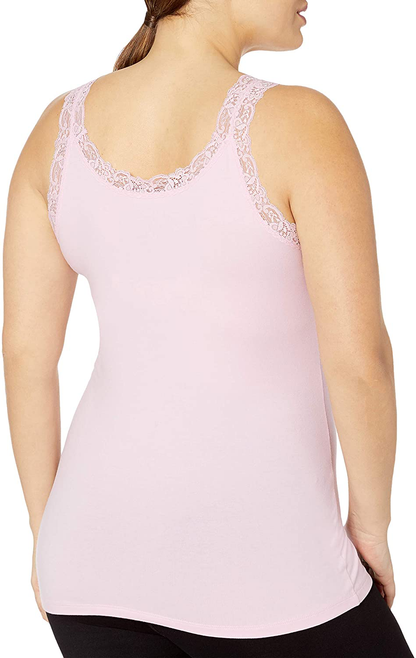 JUST MY SIZE Women'S plus Size Stretch Jersey Lace Trim Tank Apparel & Accessories > Clothing > Activewear Kylie Max   