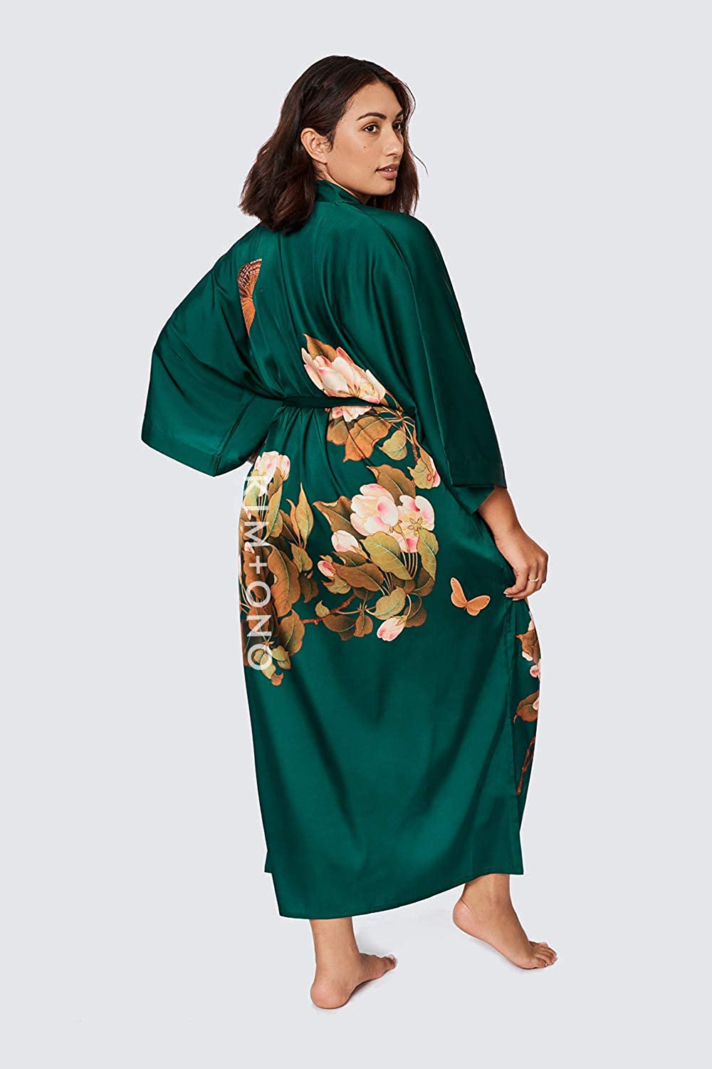 KIM+ONO Women'S plus Size Charmeuse Kimono Robe Long - Watercolor Floral Apparel & Accessories > Clothing > Sleepwear & Loungewear > Robes KIM+ONO   