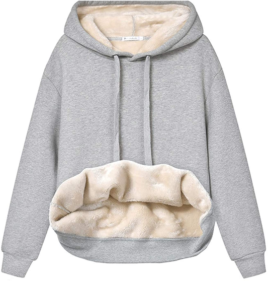 Haellun Womens Casual Winter Warm Fleece Sherpa Lined Pullover Hooded Sweatshirt Apparel & Accessories > Clothing > Activewear Kylie Max   
